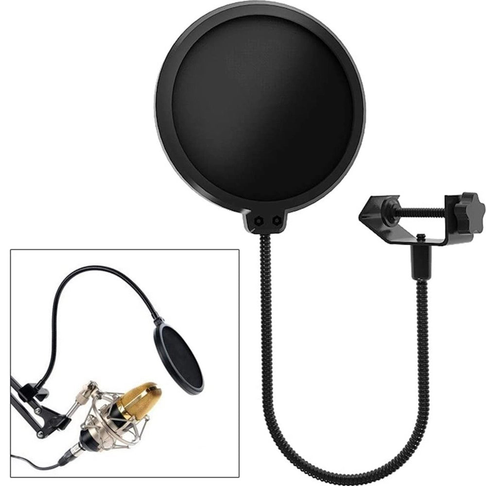 Trade Shop - Filtro Pop Per Microfono Q-a193 Pop Sheild Con Clip Di Supporto Base Flessibile -