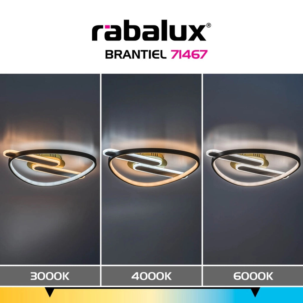 Lampada da soffitto LED Brantiel 3 luci nero oro Rabalux