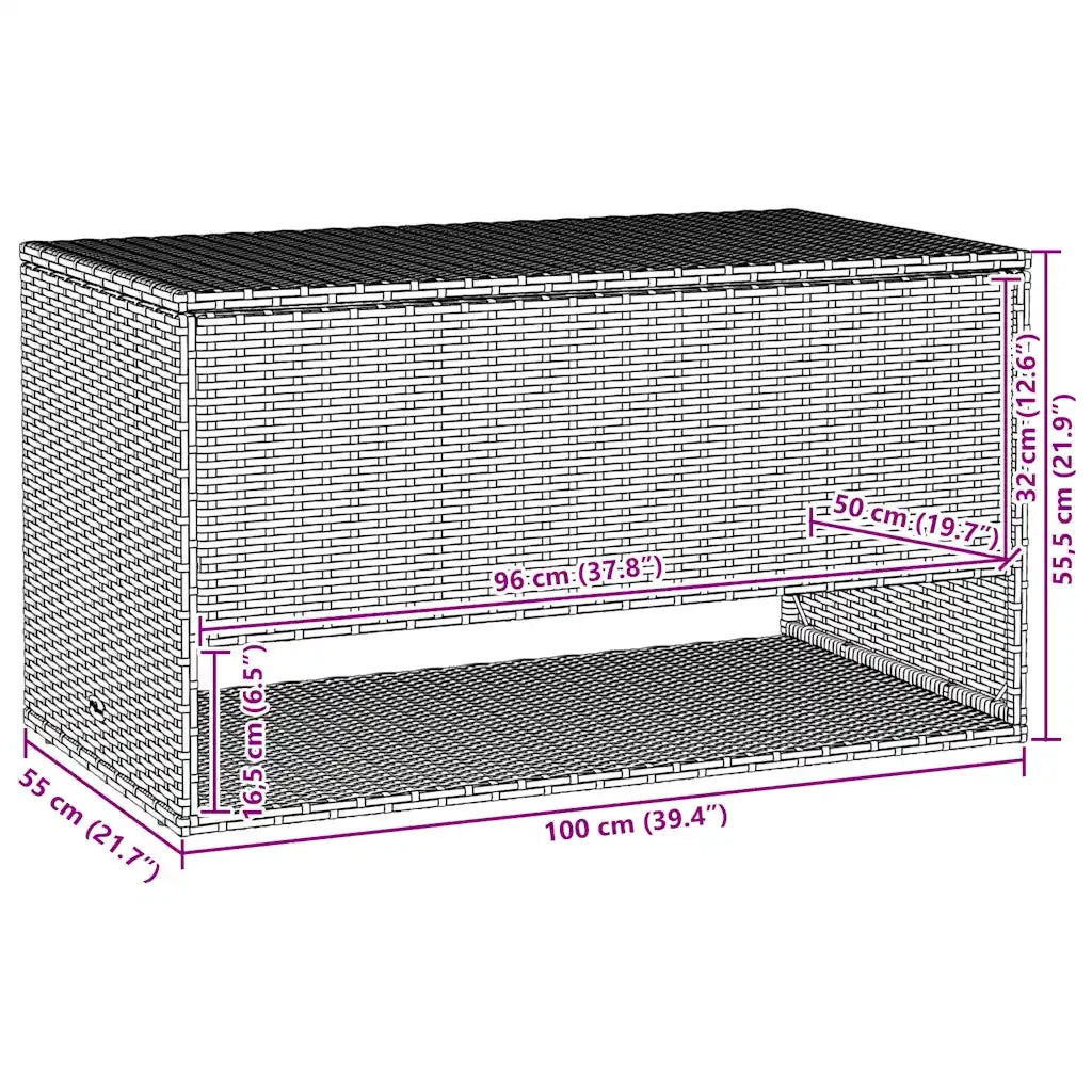 Scatola per Cuscini da Esterno Grigio 100x55x55,5 cm Polyrattan CFW9348367