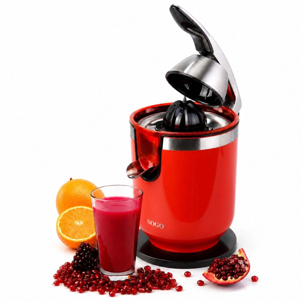 Spremiagrumi elettrico citrico con estrattore melograno, 2 coni per arance e limoni, capacità 600ml acciaio inox 300W - SOGO