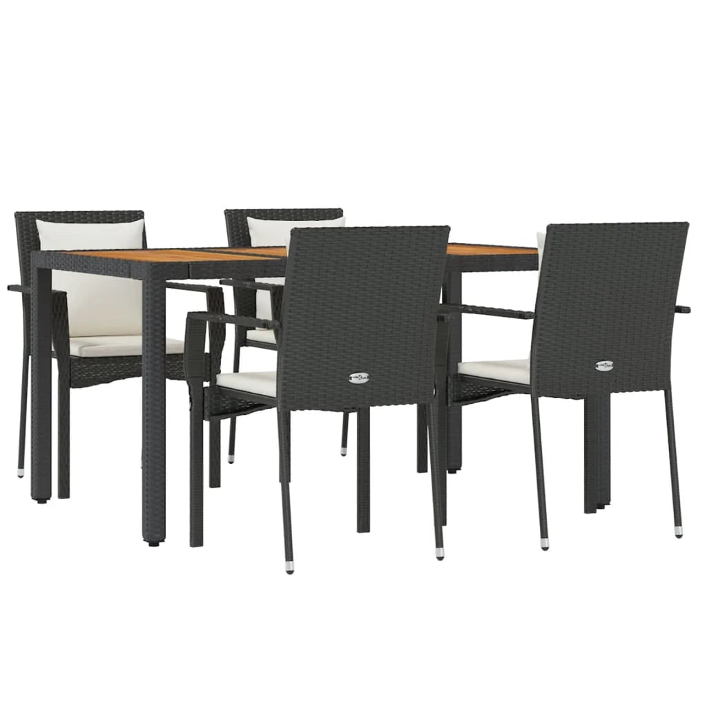 Set da pranzo da giardino in vimini di resina nera da 5 pezzi e cuscini 02_0014871