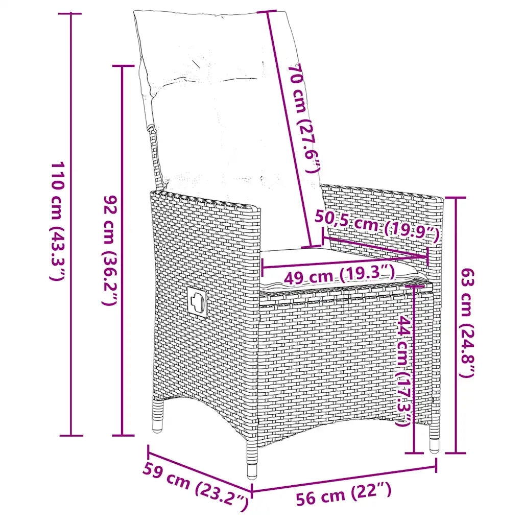 Set da Pranzo da Giardino 9pz con Cuscini Marrone in Polyrattan 3276777