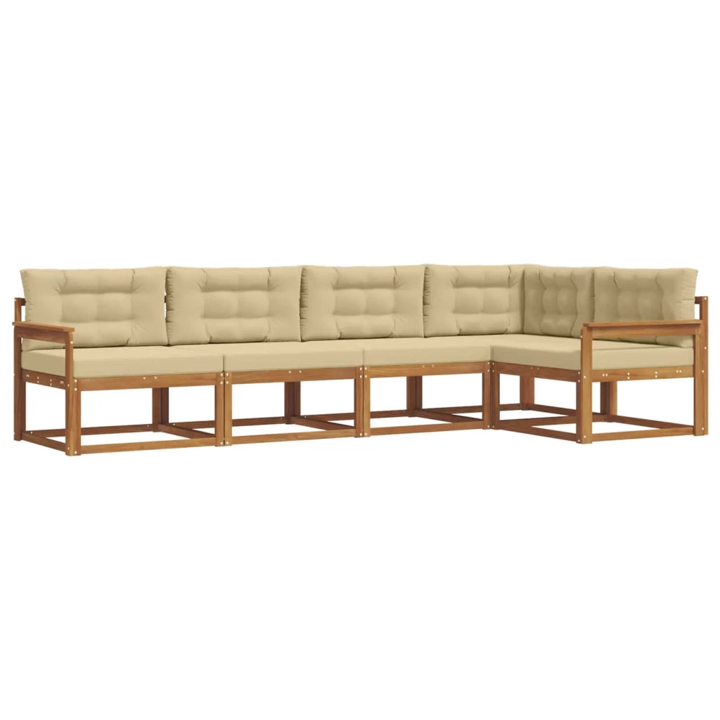Set di divani da esterno con cuscino 5 pcs Naturale e Beige 3367571