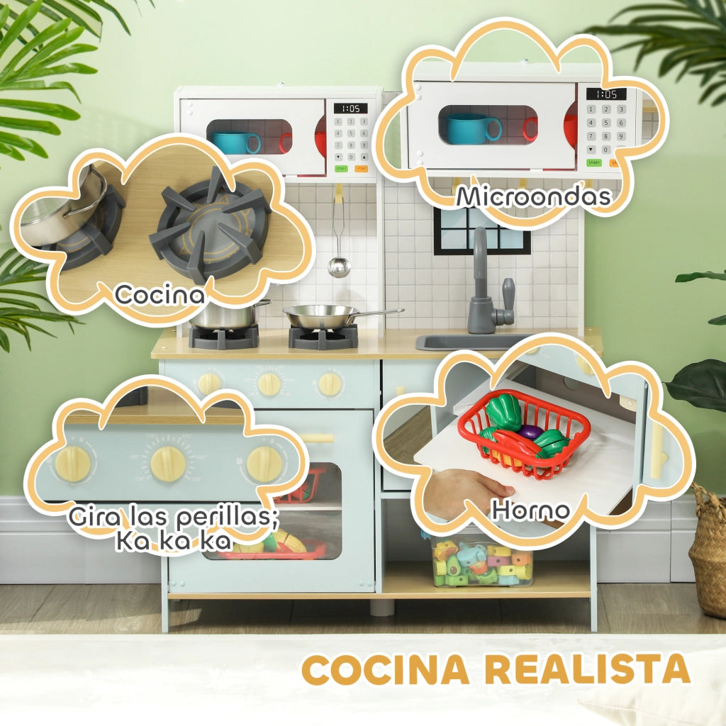 Casetta da Cucina Bambini con Accessori e Sonoro ¨C Zephmum ¨C Azzurro