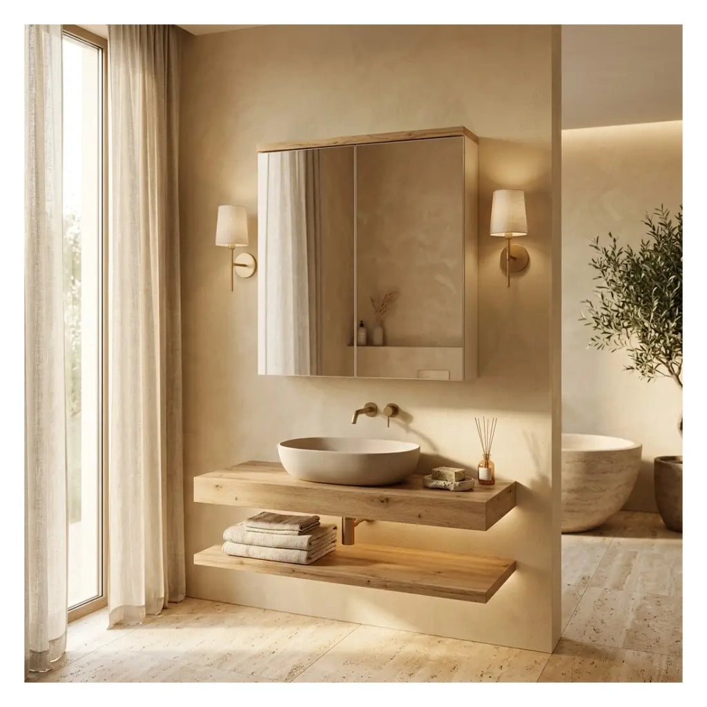 Mobile da bagno ERMANO con porte a specchio - L60 x H70 x P20 - Da appendere