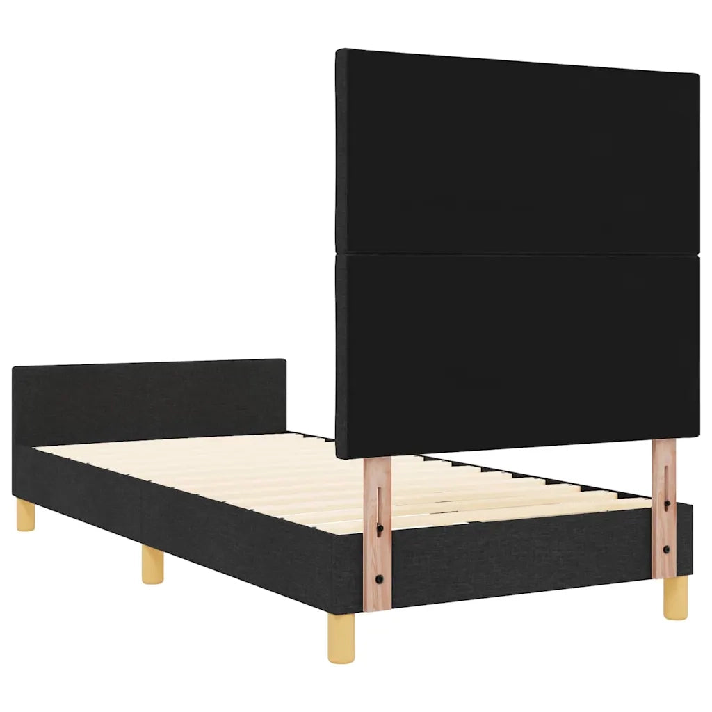 Letto singolo | Letto per adulti | Struttura del letto con testiera Nero 100 x 200 cm Tessuto