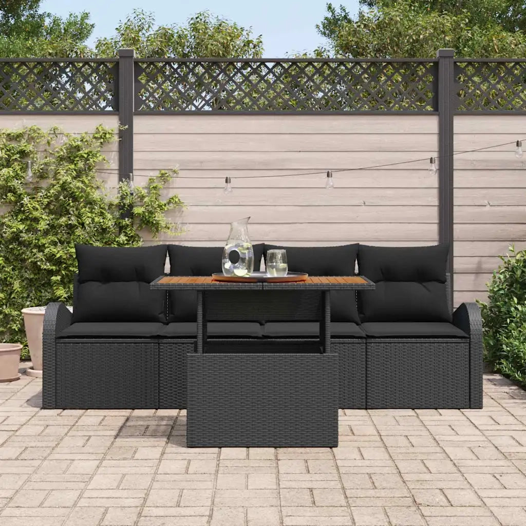 Set Divano da Giardino con cuscino 5 pcs Nero 3349519