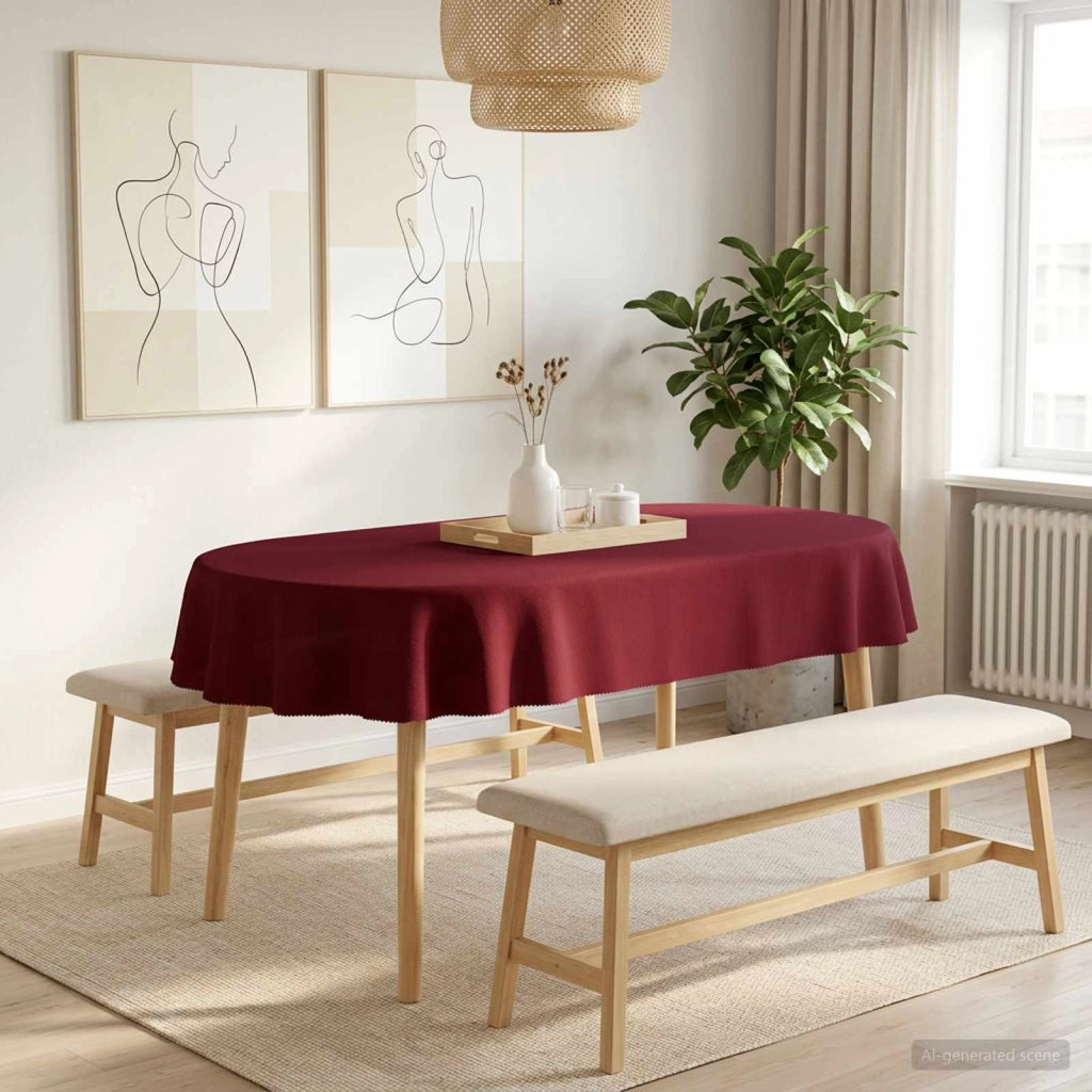 Tovaglia da Tavolo 5 pz Rosso Vino 160 x 220 cm Poliestere 42040288