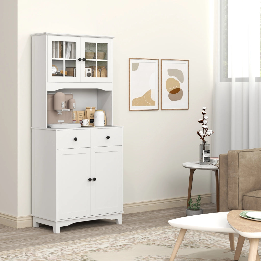 Armadio da Cucina con Ante a Vetro e Ripiani ¨C Minimal ¨C Bianco