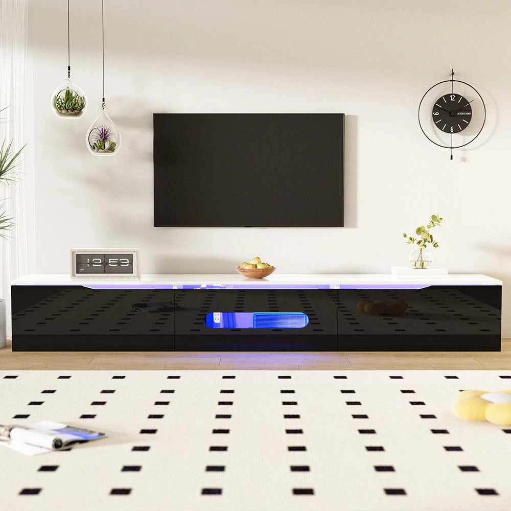 Mobile TV bicolore - Xylo - 180cm lucido LED RGB fissaggio a muro