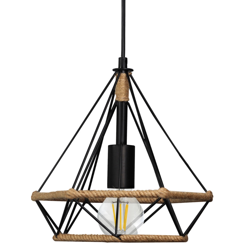 Lampada a sospensione Polux Broxton E27 corda nera 120cm