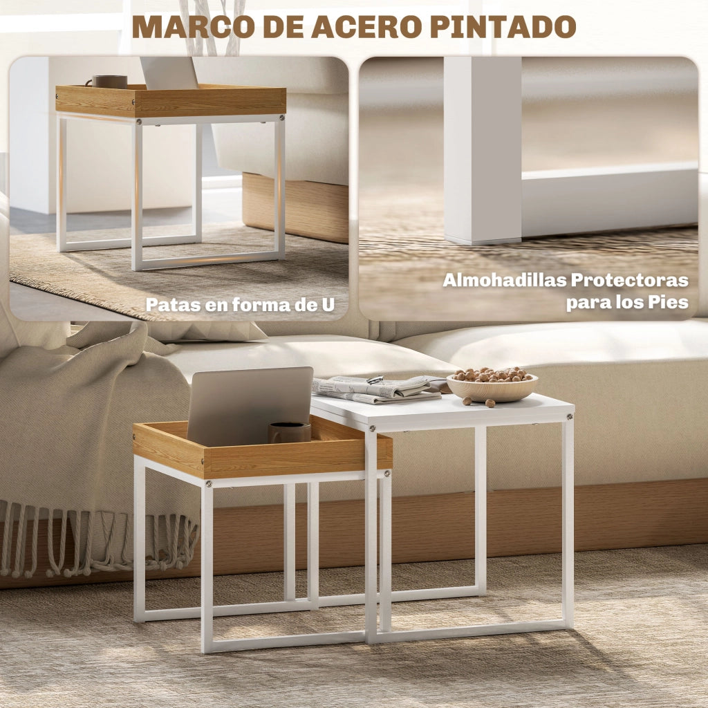 Tavolino da caff¨¨ nido 2 pezzi ¨C Minimal ¨C bianco e rovere