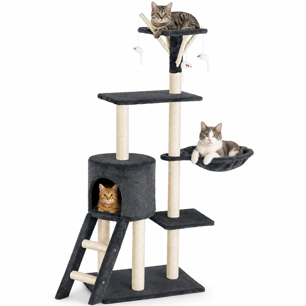 Tiragraffi per Gatti Albero Sisal Parco Giochi Gioco x Gatto Tira Graffi Grigio