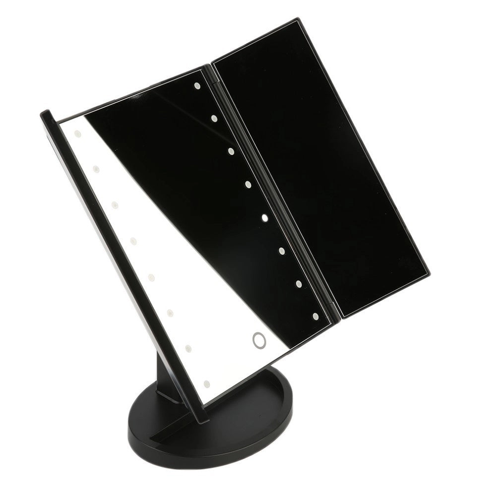 Trade Shop - Specchio Da Trucco Illuminato 22 Led Portatile 4 Specchi Make Up 1x 2x 3x 180° -