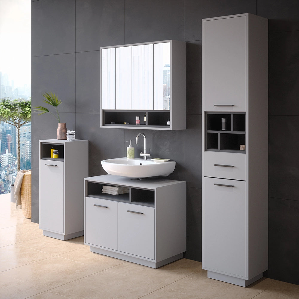 Set di mobili da bagno Beatrice Grigio 4 pezzi Vicco