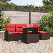 Set Divano da Giardino con cuscino 6 pcs Marrone polyrattan 3359751