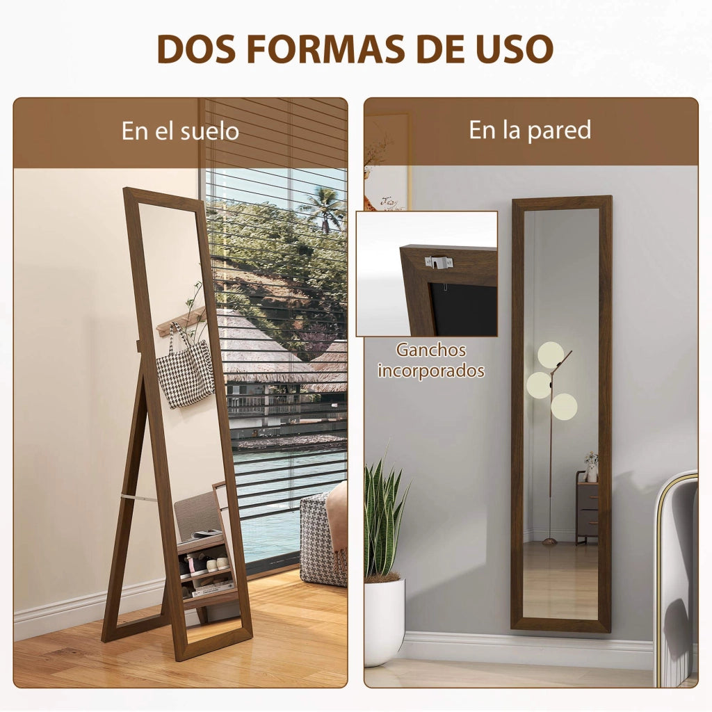 Specchio da Terra 157x37 cm ¨C Xylo ¨C Legno Noce con Cornice MDF