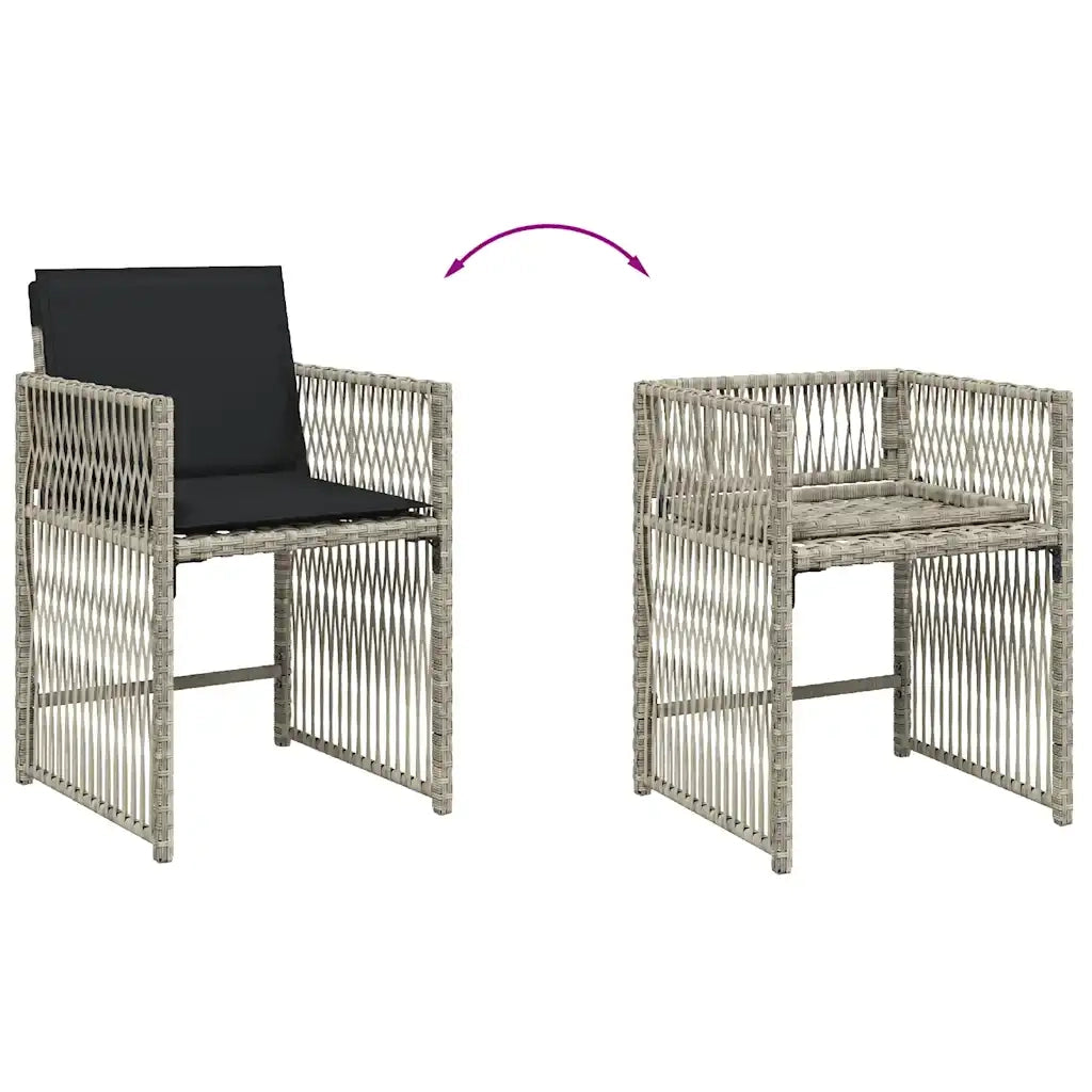 Set da Pranzo da Giardino 15 pz con Cuscini Grigio Polyrattan 3211775