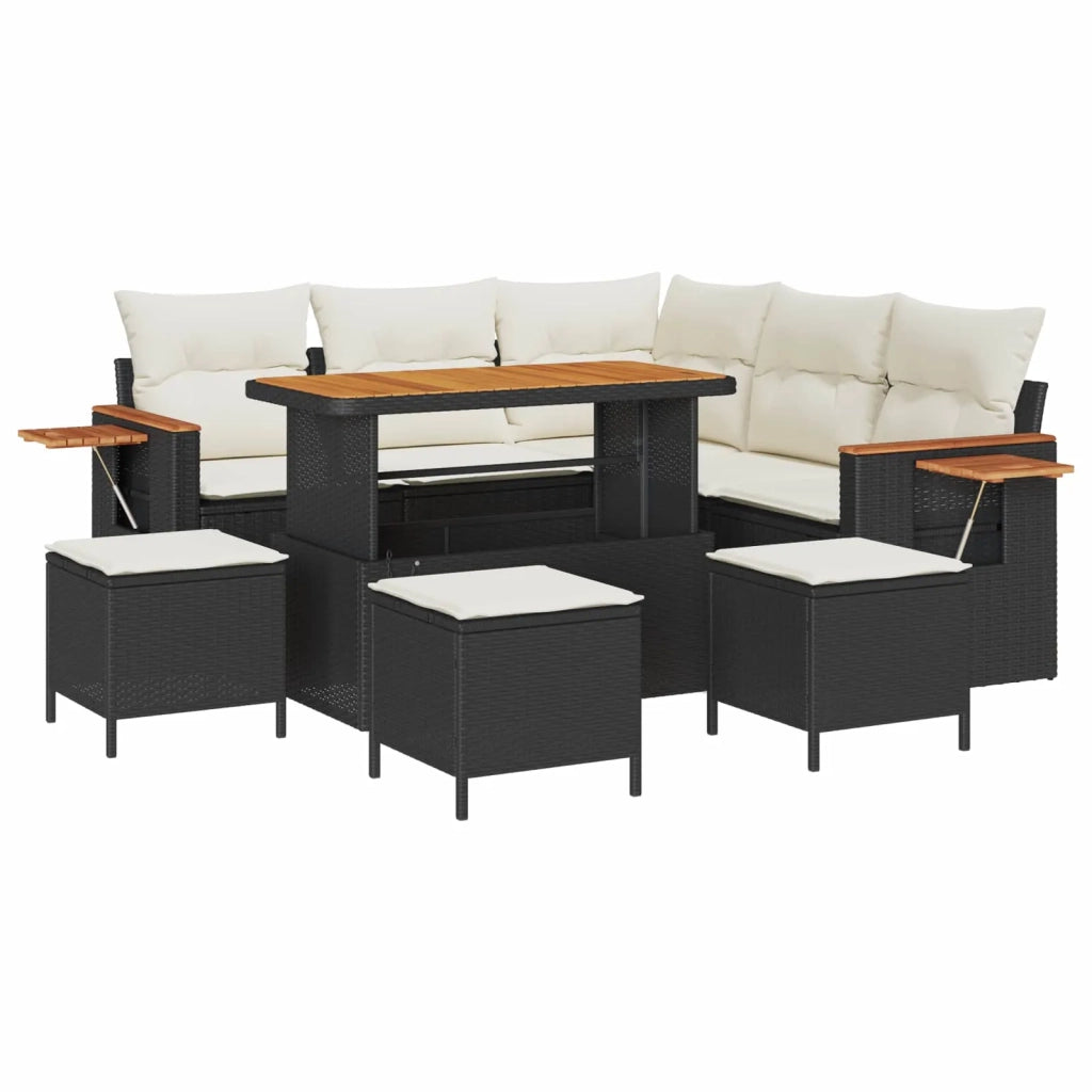 Set Divano da Giardino 9 pcs Nero polyrattan 3363050