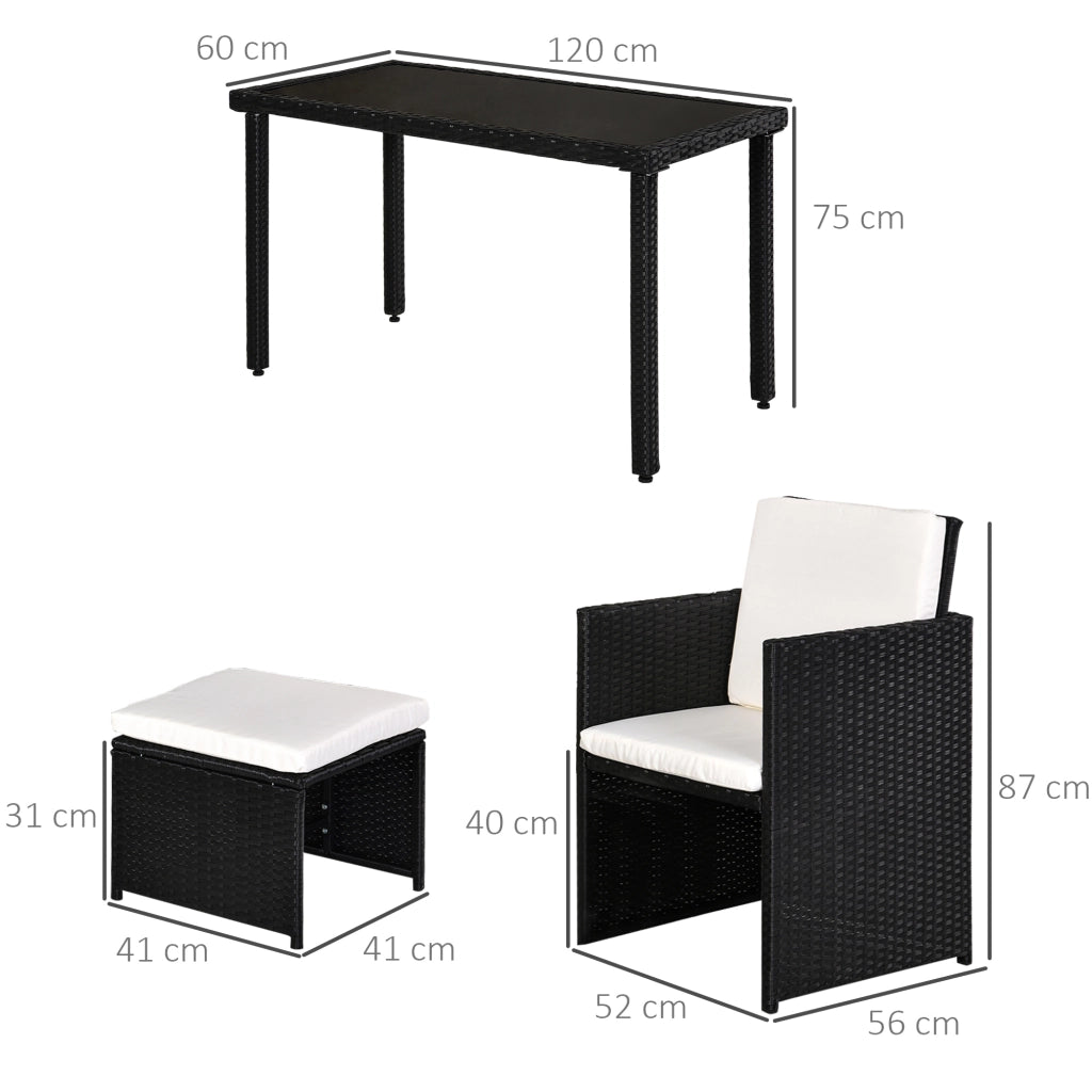 Set Giardino Polyrattan ¨C Minimal ¨C 11 Pezzi con Cuscini Nero