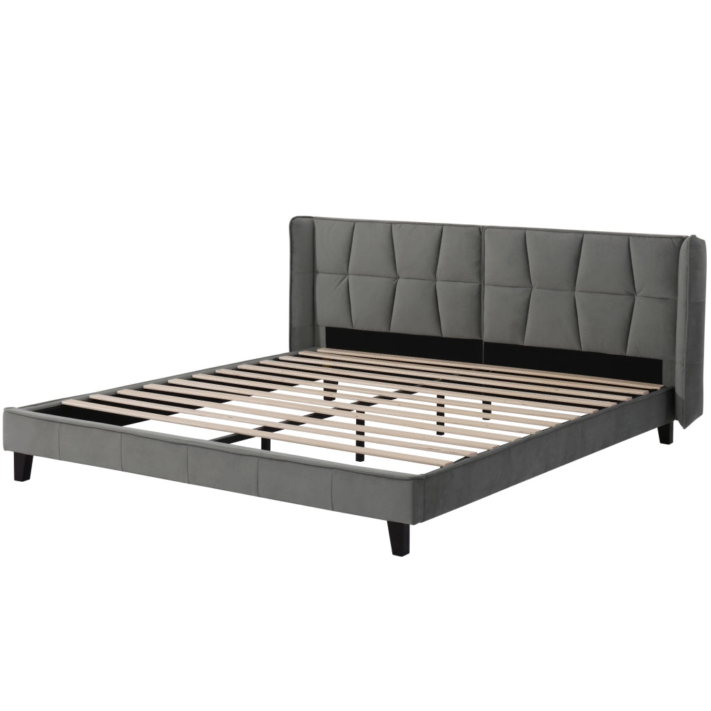 letto imbottito velluto grigio 180 x 200 cm