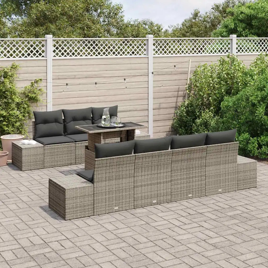 Set Divano da Giardino con cuscino 8 pcs Grigio 3357862