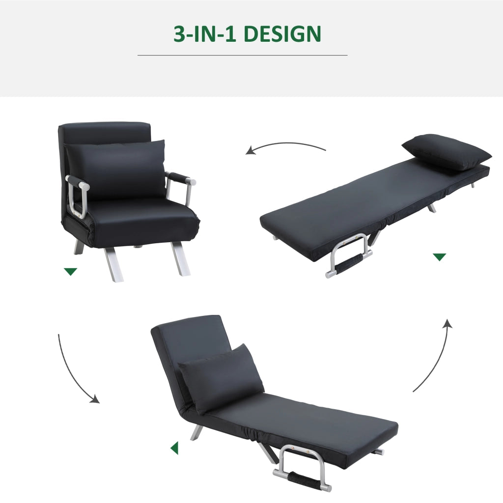 Divano letto 3 posti con cuscino ¨C Minimal ¨C Nero