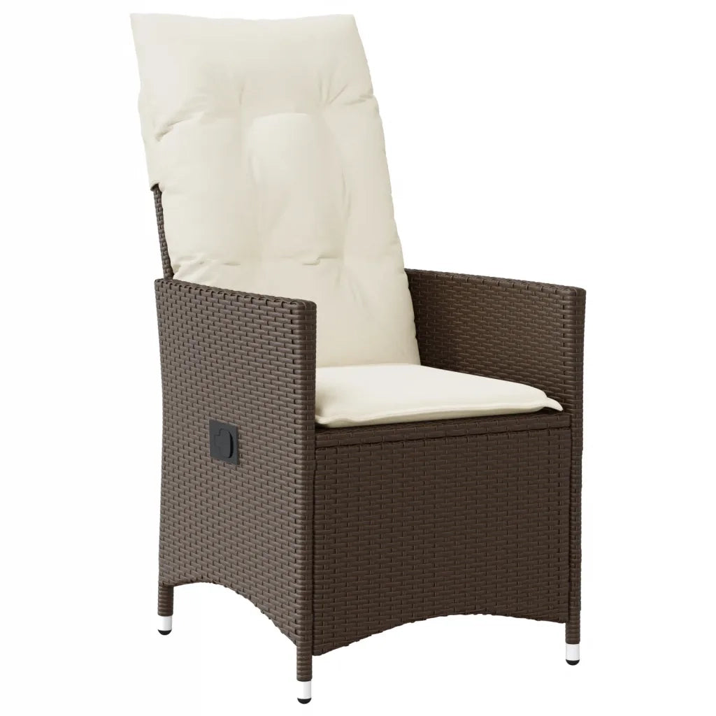 Set Bistrò 3 pz con Cuscini Marrone in Polyrattan