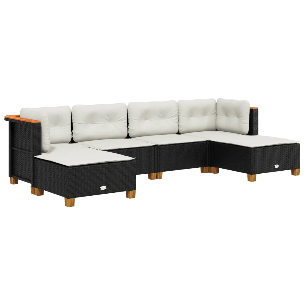 Set Divano da Giardino 6 pz con Cuscini Nero in Polyrattan 3261947