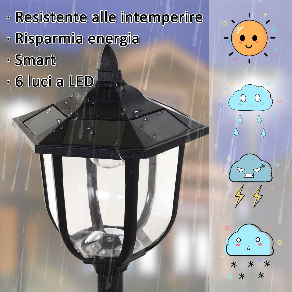 Lampione da Esterni con 6 Luci LED ¨C Minimal ¨C Impermeabile