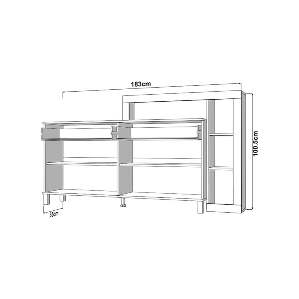 Madia Chefch, Credenza 7 Ripiani, 183x35x101h cm Bianco