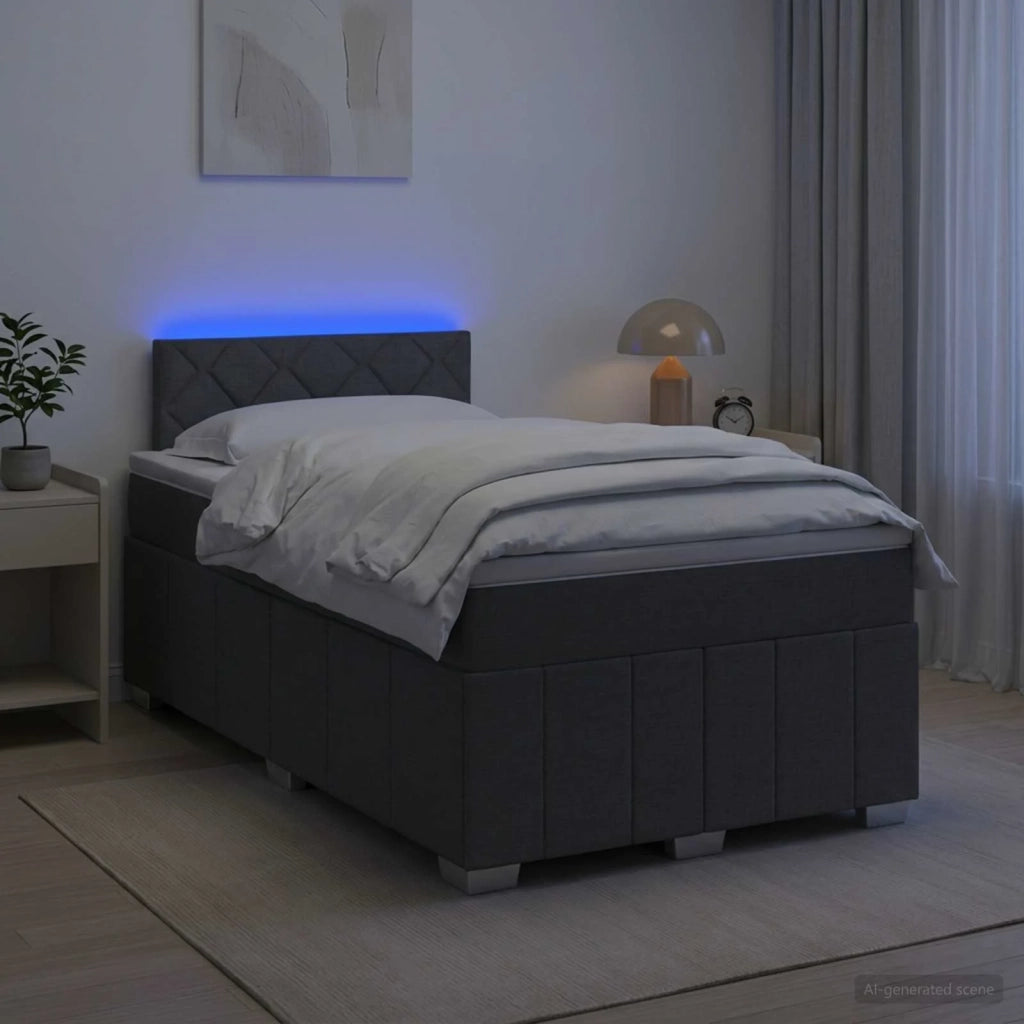 Letto box spring con materasso Grigio Scuro 120 x 190 cm 3452636