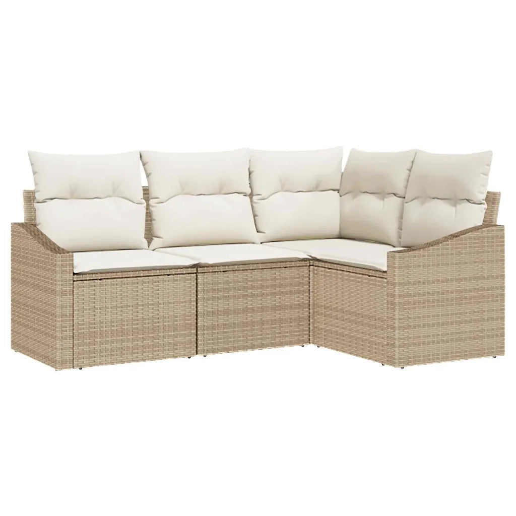 Set di divani con cuscino 4 pcs Beige polyrattan