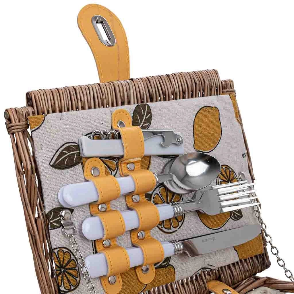 Cestino da picnic per 2 persone, marrone, 40x28x20/25/38h cm