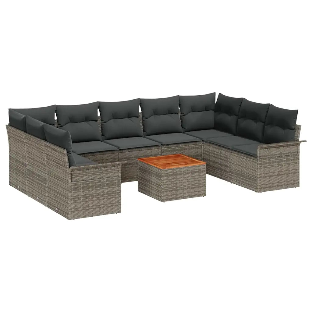 Set Divano da Giardino con cuscino 10 pcs Grigio polyrattan 3347370