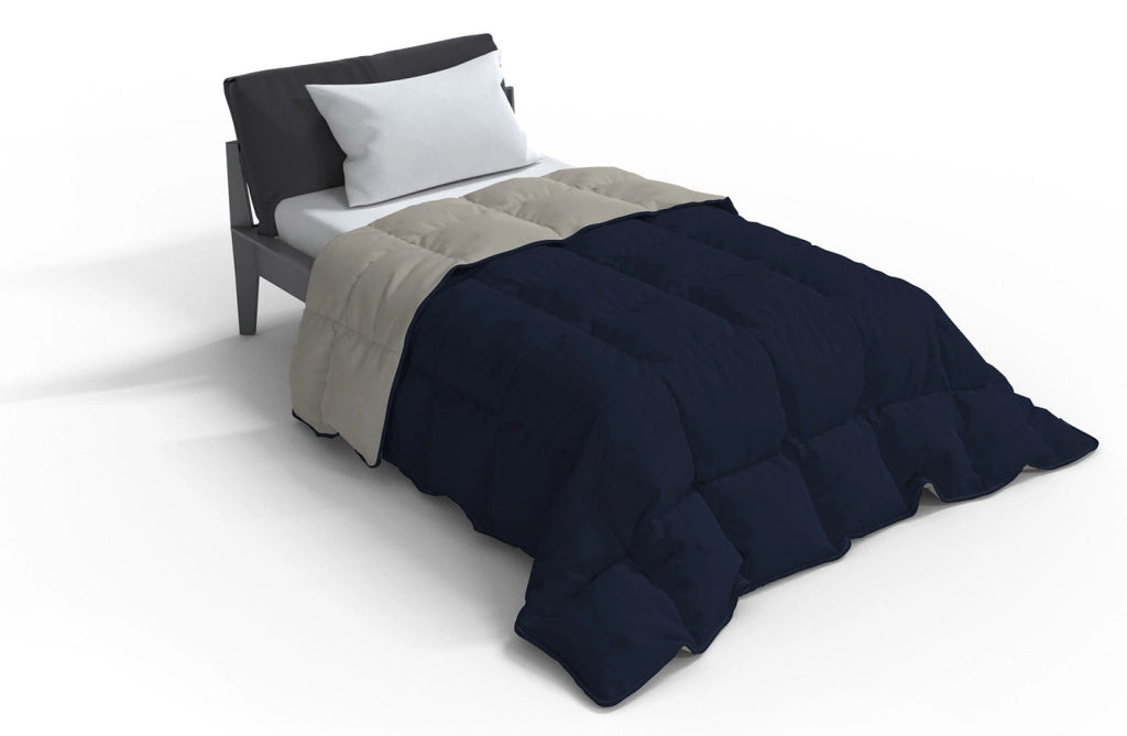 Trapunta Invernale 1 Piazza e Mezzo Doubleface 300gr Blu Scuro/Grigio Chiaro