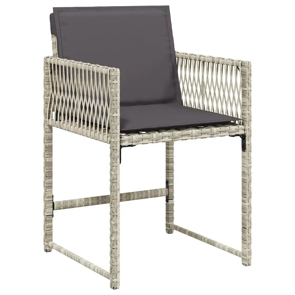 Set Pranzo Giardino 11pz con Cuscini Grigio Chiaro Polyrattan