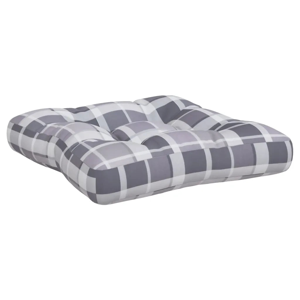 Cuscini per Pallet 3 pz Grigi a Quadri in Tessuto 360870