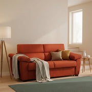 Trino, Divano Letto 3 Posti Sfoderabile Made in Italy, 225x95 cm Arancione