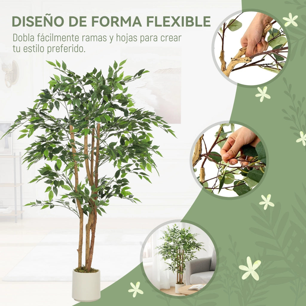 Ficus Artificiale 150 cm ¨C zephmum ¨C Verde con Vaso per Interni