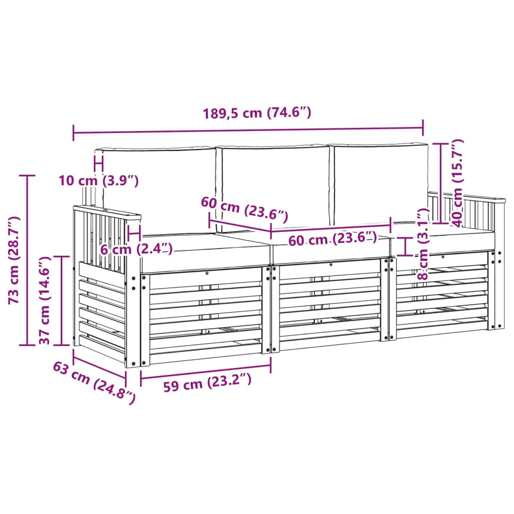 Set divani Legno di Acacia Massello 3391305