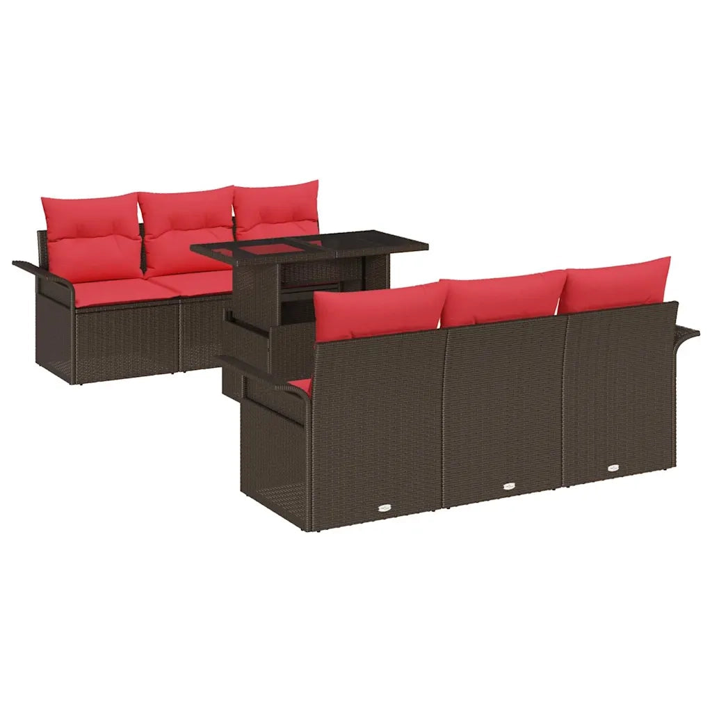 Set Divano da Giardino con cuscino 7 pcs Marrone polyrattan 3348210