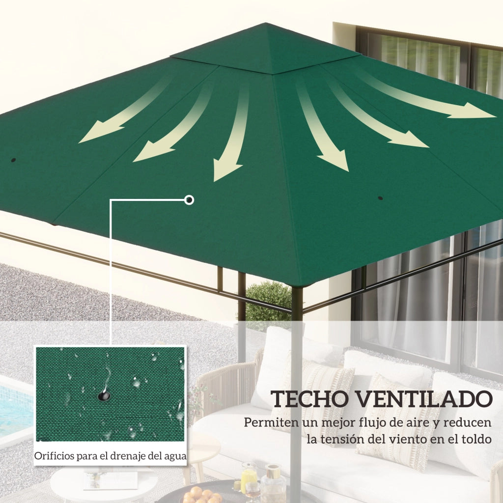 Copertura Gazebo Giardino 300x300 cm ¨C Minimal ¨C Verde