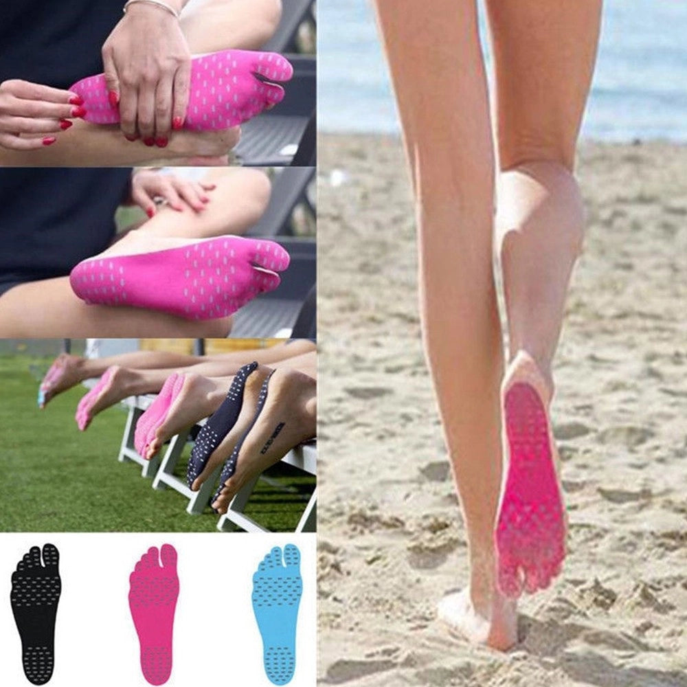 Trade Shop - Solette Nake Fit Estate Mare Sabbia Scogli Suolette Adesivo Protezione Piedi - Nero   L (40-43)