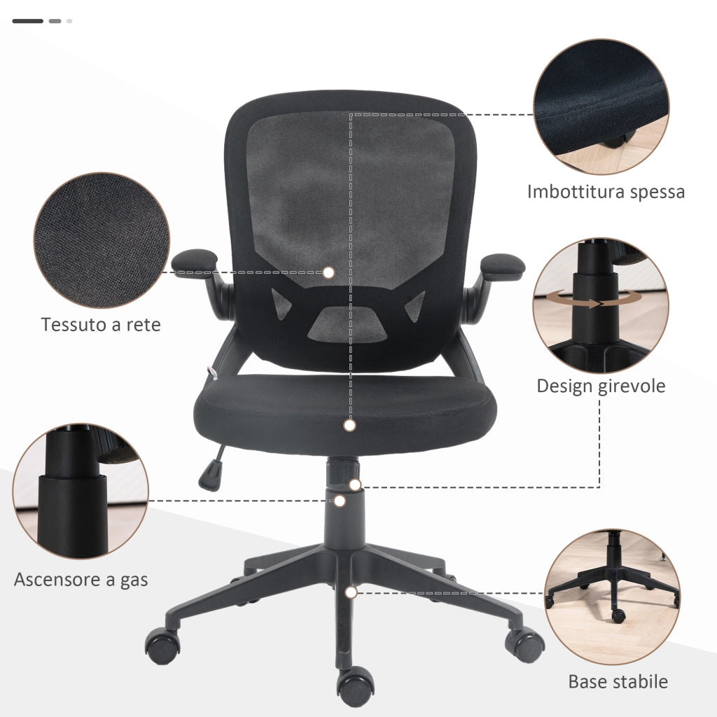 Sedia da Ufficio Girevole con Schienale a Rete e Altezza Regolabile ¨C Minimal ¨C Nero