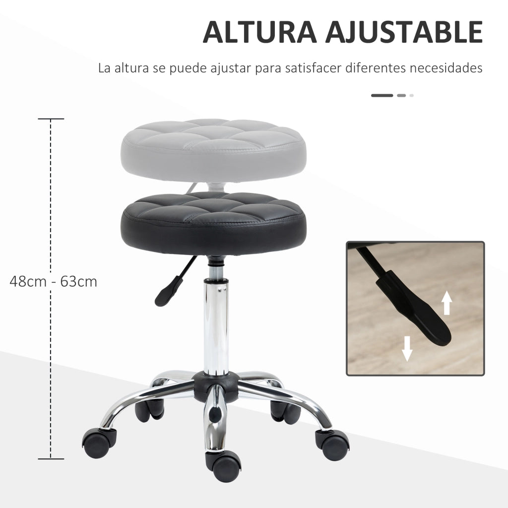 Sgabello Girevole Regolabile in Altezza ¨C Minimal ¨C Nero, Pelle, 48-63 cm