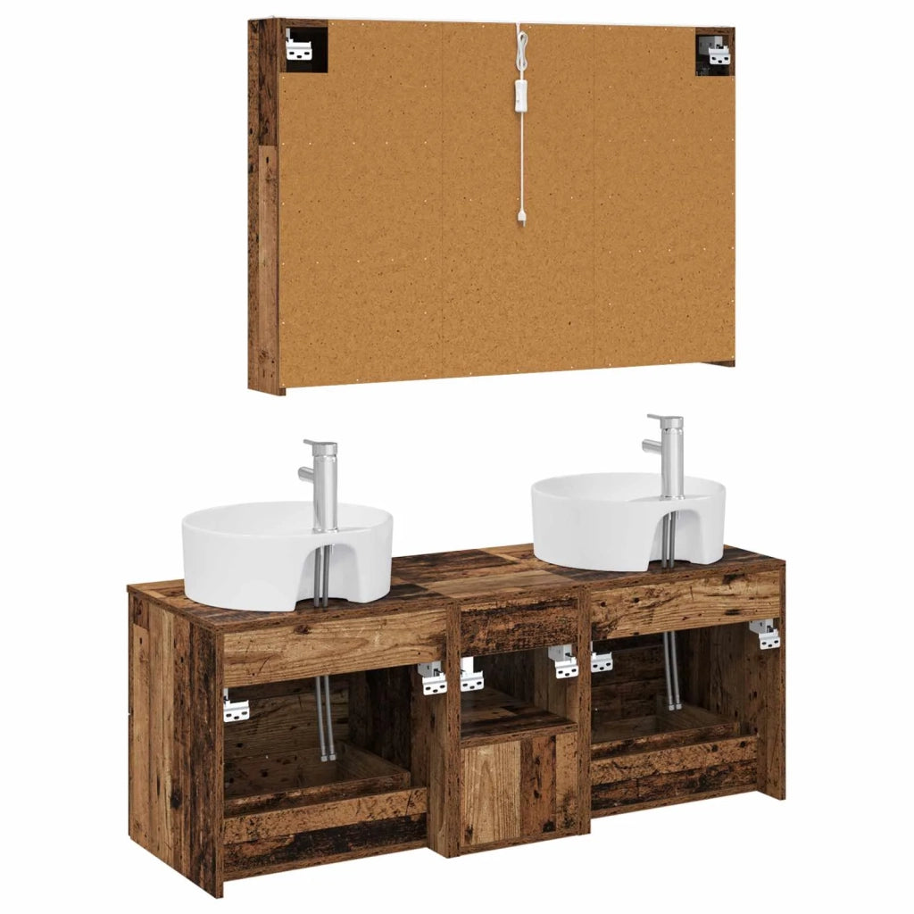 Set di mobili per il bagno 4 pz Legno antico 3406909