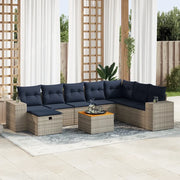 Set Divano da Giardino 9 pz con Cuscini Grigio in Polyrattan 3325890