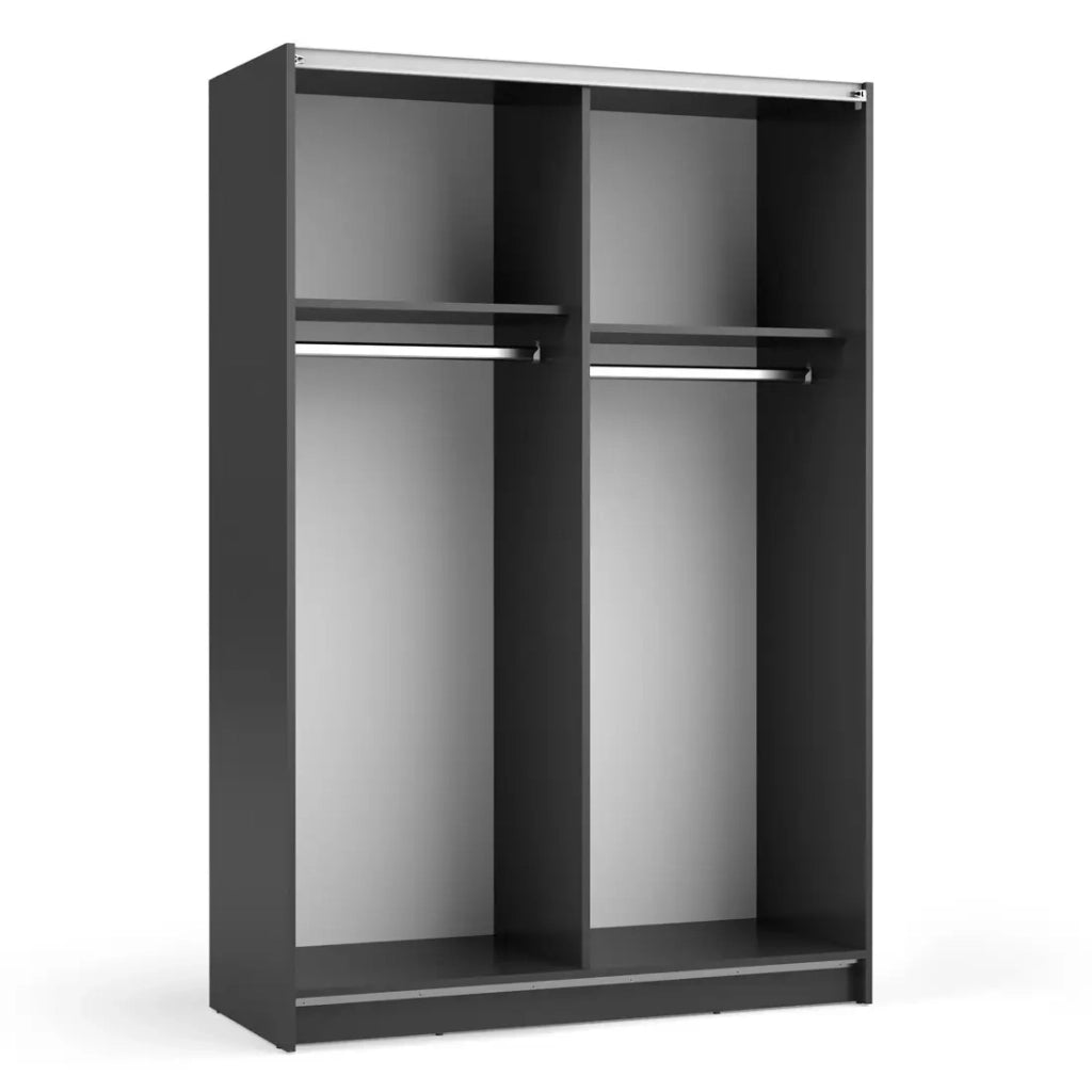 Armadio LYSIA 120 cm nero opaco – 2 porte scorrevoli con specchio