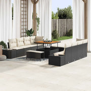 Set Divano da Giardino con cuscino 11 pcs Nero polyrattan 3362765